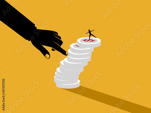 An unseen hand pushed the pile of coins over.