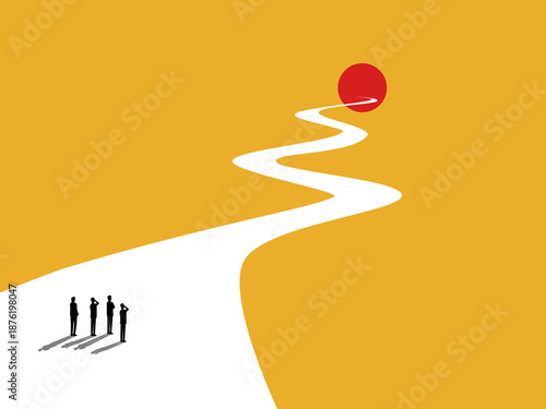 business team looks at the path to their goal