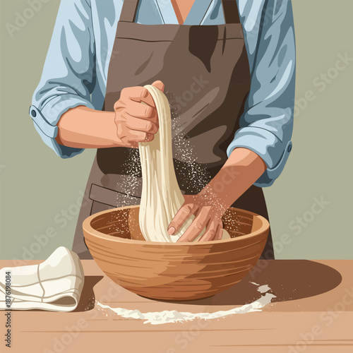 Hands Mixing Baking Dough
