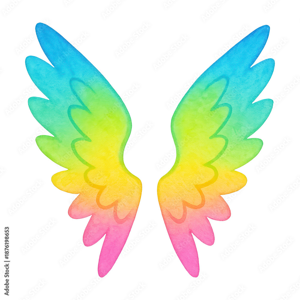 Obraz premium PNG Colorful watercolor angel wings