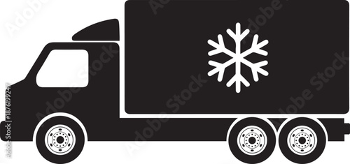 Refrigerated Truck or reefer truck Silhouette vector black on a white background