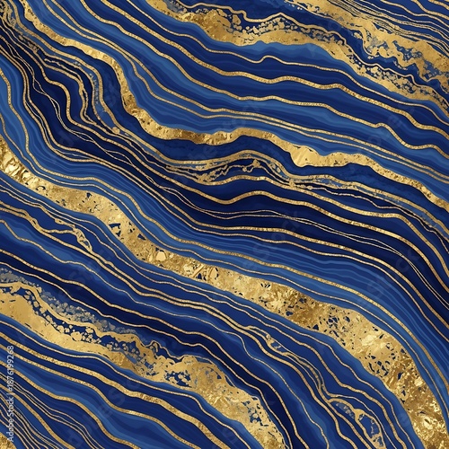 Elegant blue and gold marble swirls