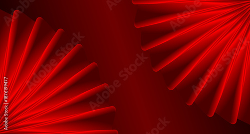 Dark red abstract concept background with smooth radial stripes. Vector design