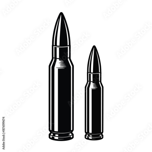 two black bullets side by side on white background