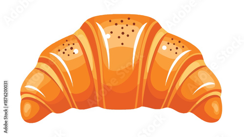 Delicious golden brown cartoon croissant pastry featuring rich texture and flaky layers perfect for breakfast or bakery design elements