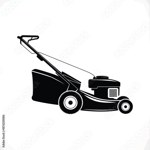 a black and white image of a lawn mower