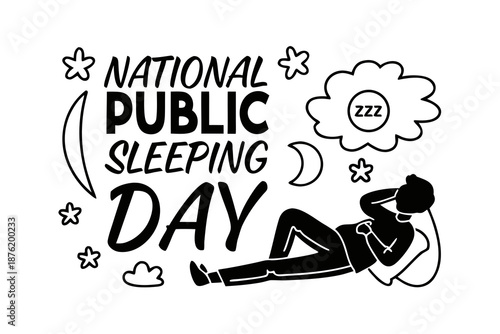 NATIONAL PUBLIC SLEEPING DAY vector illustration isolated on white background