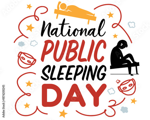Rest and Nap Vector Illustration, National Public Sleeping Day Celebration and Sleep Concept Graphic