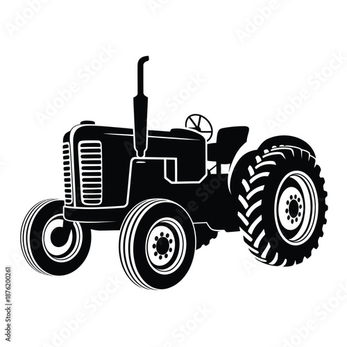 a black silhouette of a tractor on a white background