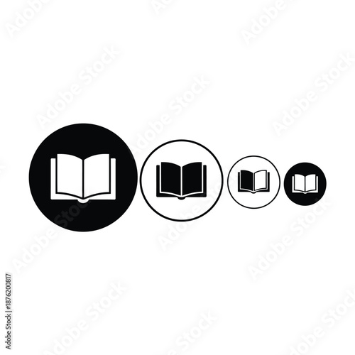 a series of book icons in different sizes and colors