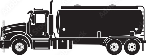 Liquid Gas Transport Tanker Truck Silhouette vector black on a white background