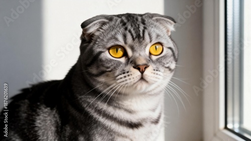 Wallpaper Mural Gray cat with yellow eyes near window Torontodigital.ca