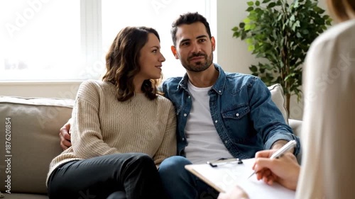 Wallpaper Mural Couple Attending Relationship Counseling Session With Therapist At Home Torontodigital.ca