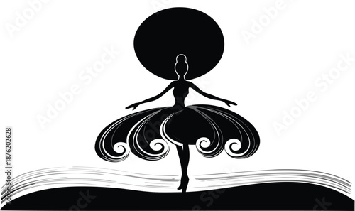 Elegant ballerina silhouette in modern dance pose