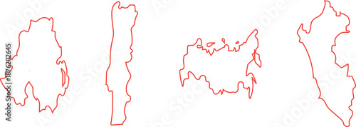  displays outlines of various shapes, which appear to be geographical or abstract forms minimalist