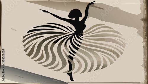 Elegant ballerina in dynamic pose with flowing skirt