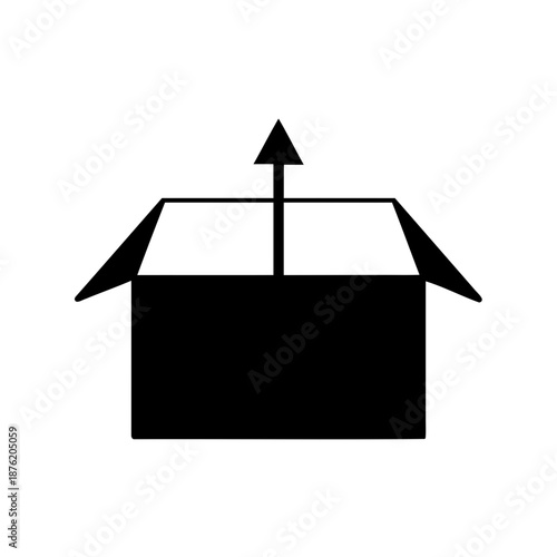 Open box with an arrow pointing upwards signifying outgoing or package delivery