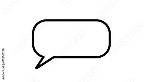 Simple Black Outline Speech Bubble on White Background Minimalist Communication Icon