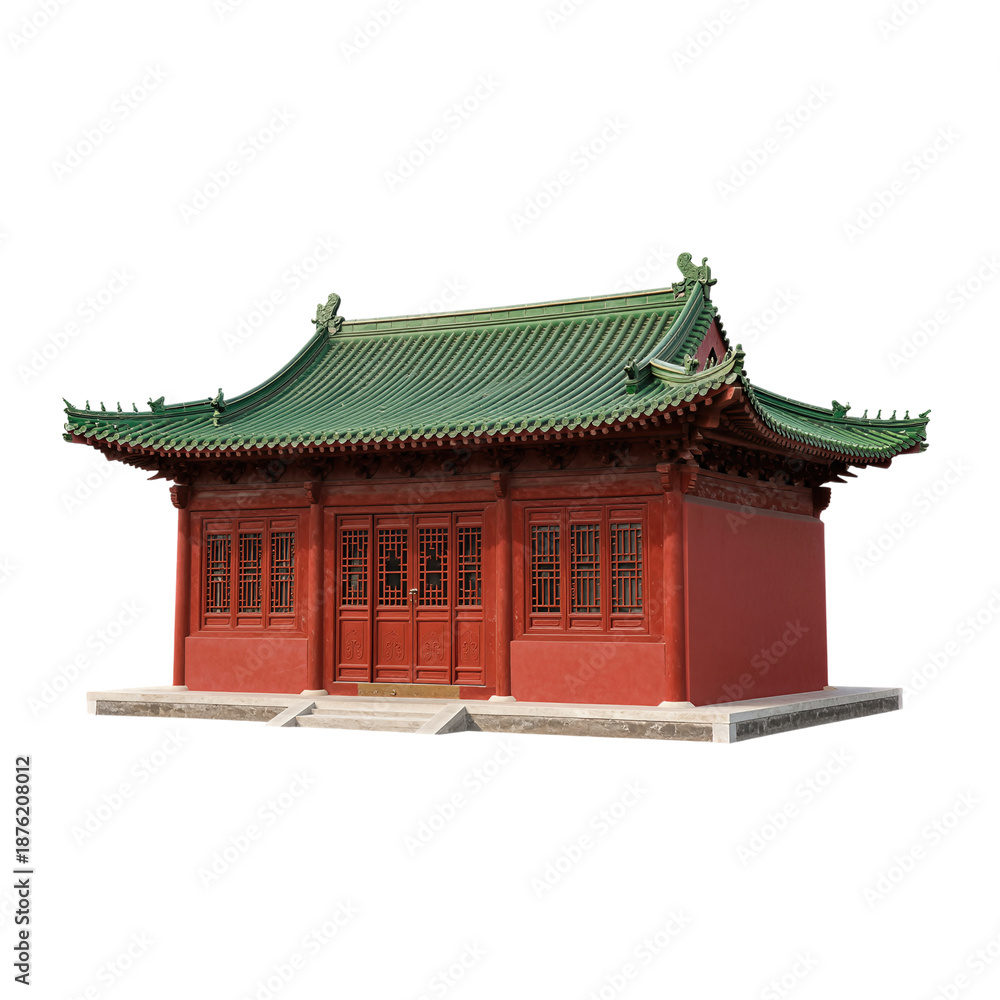 Fototapeta premium Traditional Chinese Temple with Green Tiled Roof