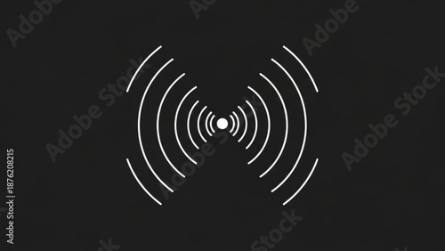 Concentric circles radiating from a central point representing signal waves or sound pulses minimalist abstract background for technology concepts