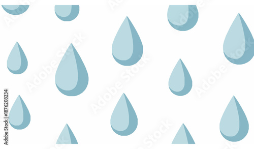 Seamless water drops pattern flat vector background