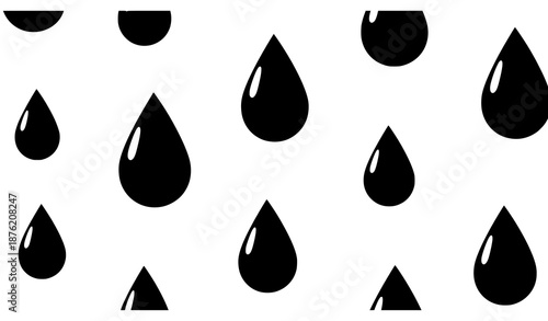 Seamless water drops pattern flat vector background