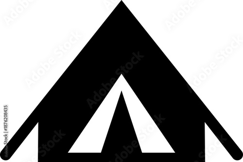 Cabin shelter house icon, showing a small wooden cabin for shelter and outdoor living. Ideal for travel, minimalist camping, rural housing, maps urban camper compact vector refuge, apps, web design