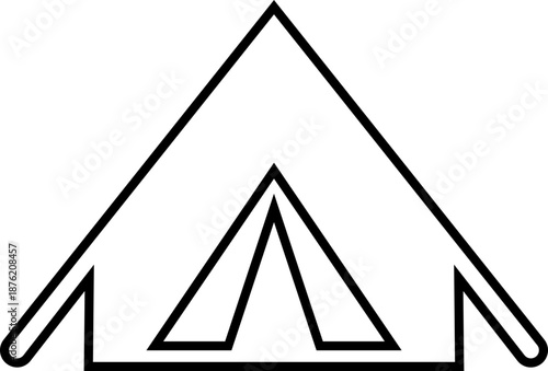 Cabin shelter house icon, showing a small wooden cabin for shelter and outdoor living. Ideal for travel, minimalist camping, rural housing, maps urban camper compact vector refuge, apps, web design