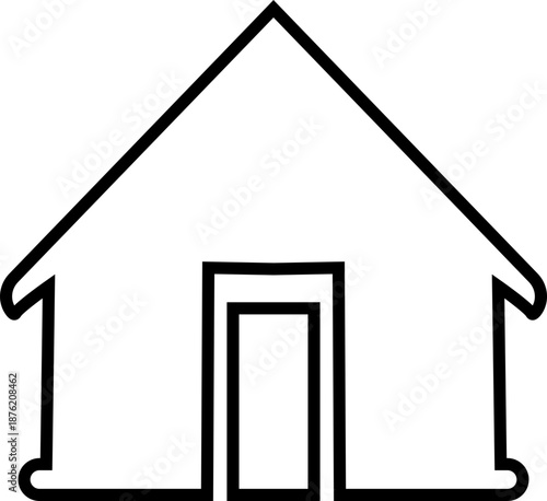 Cabin shelter house icon, showing a small wooden cabin for shelter and outdoor living. Ideal for travel, minimalist camping, rural housing, maps urban camper compact vector refuge, apps, web design