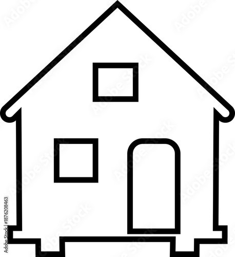 Cabin shelter house icon, showing a small wooden cabin for shelter and outdoor living. Ideal for travel, minimalist camping, rural housing, maps urban camper compact vector refuge, apps, web design