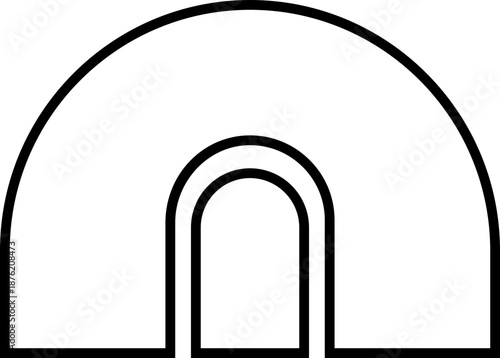 Cabin shelter house icon, showing a small wooden cabin for shelter and outdoor living. Ideal for travel, minimalist camping, rural housing, maps urban camper compact vector refuge, apps, web design