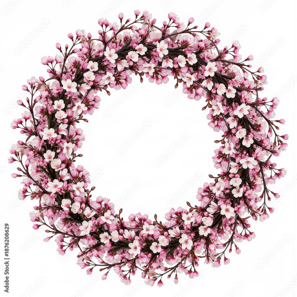 Obraz premium Spring Cherry Blossom Design Elements Collection Isolated on White