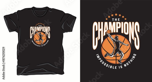 The champions basketball graphic vector art t-shirt design print template