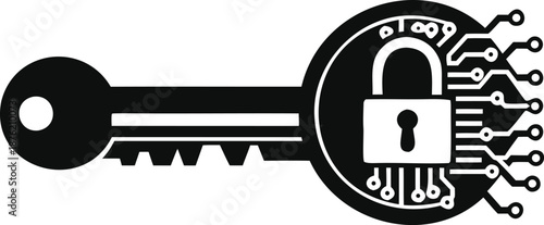 Secure access concept with key and digital lock on circuit board