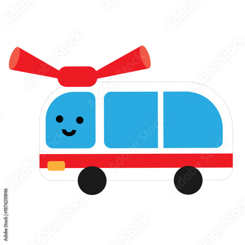 笑顔の救急車のかわいいキャラクターイラスト