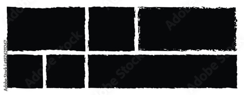 Set of rectangular grunge template backgrounds.  Vintage grunge boxes for collage, text, banner, sticker design. Vector illustration.