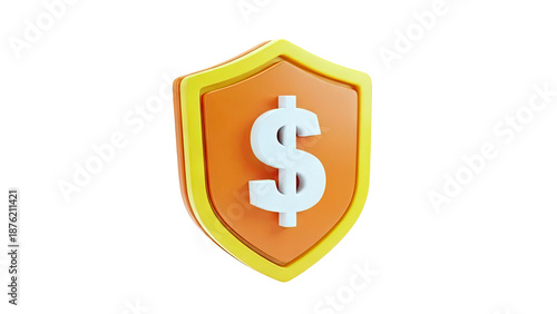 Free Download 3D Render of a Dollar Sign on an Orange and Yellow Shield - GFXLoad