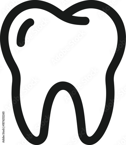 Simple black outline icon of a human molar tooth for dentistry and dental care concepts