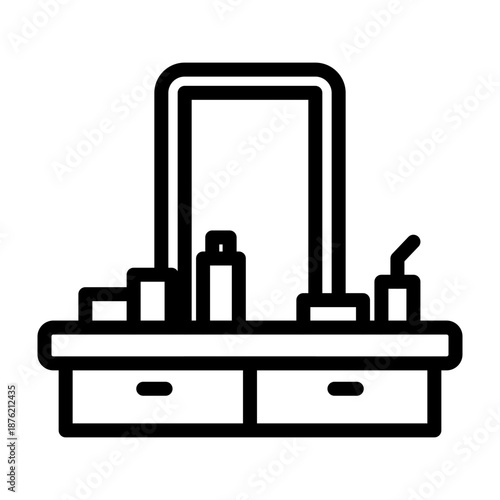 Barber Mirror Vector Line Icon Design