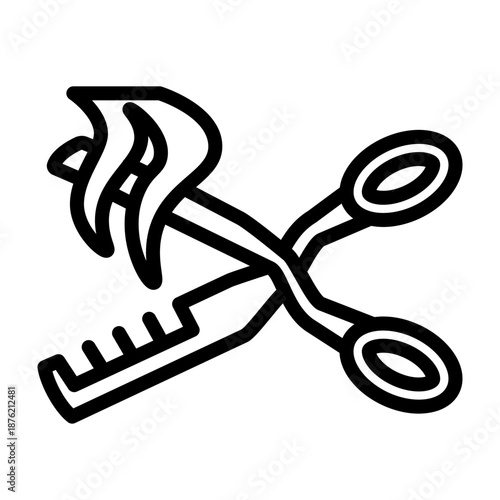 Thinning Scissors Vector Line Icon Design