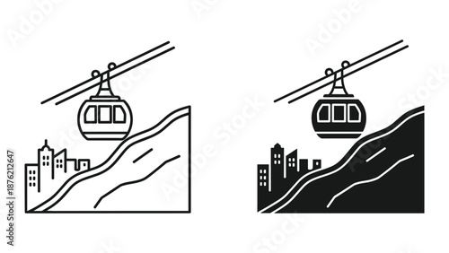 Cable Car Vector Illustration Set