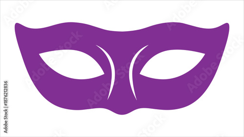 Purple Masquerade Mask Silhouette Icon for Mardi Gras Festival Celebrations high quality professional detailed modern elegant stylish clean crisp vibrant colorful digital