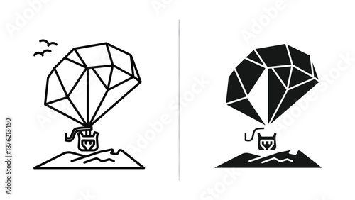 Parachute Descent Vector Illustrations