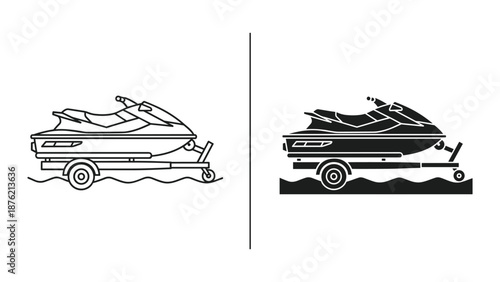 Vector Illustration of Jet Skis on Trailers