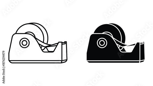 Tape Dispenser Vector Illustration Set