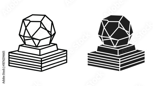 Vector Illustration of Geometric Trophies on Pedestals