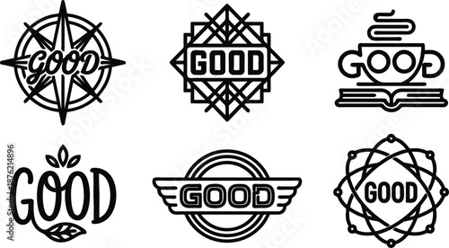 Set of six different good logos with various designs and typography styles  modern and minimalist