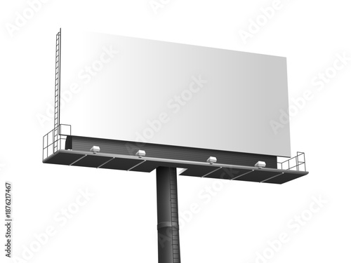 Realistic empty billboard isolated on white background designed for outdoor advertising media mockups promotional campaigns and professional marketing presentations