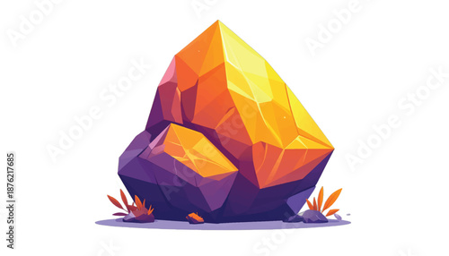 Stylized Golden Crystal Formation with Intricate Facets and Shimmering Light.