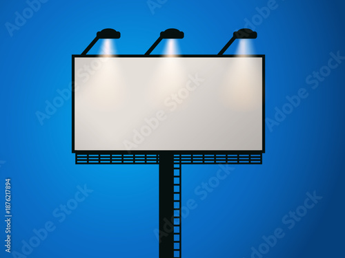 Three dimensional realistic blank billboard mockup with lights designed for advertisement promotion night marketing campaigns and impactful outdoor branding visuals